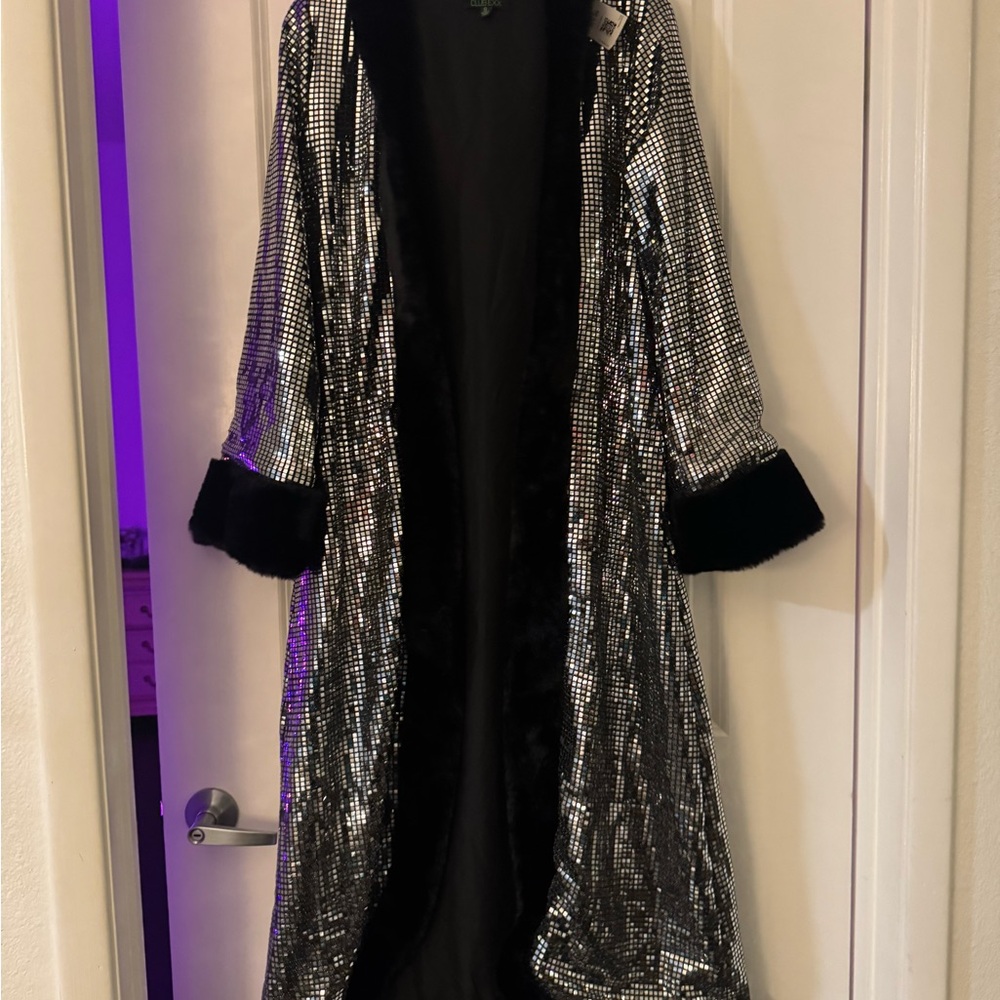 Club Exx Dollskill Silver Sequin Jacket with Black Trim
